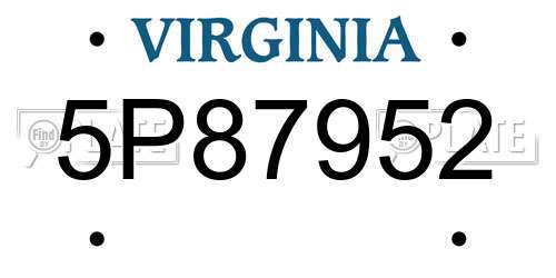 5P87952 Virginia License Plate