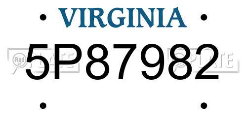 5P87982 Virginia License Plate