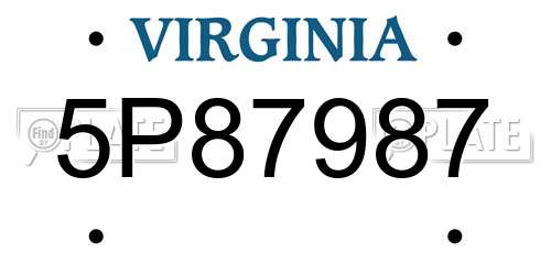 5P87987 Virginia License Plate