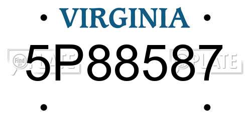 5P88587 Virginia License Plate