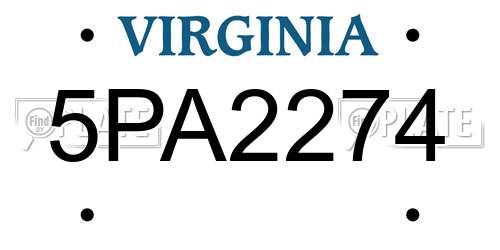 5PA2274 Virginia License Plate
