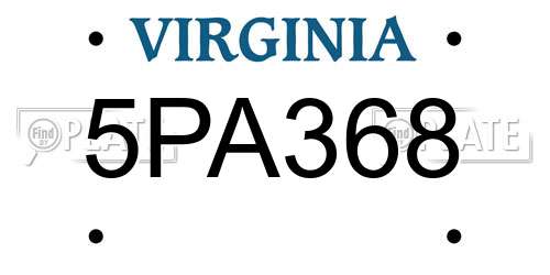 5PA368 Virginia License Plate