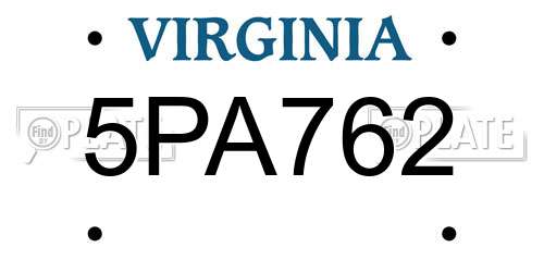 5PA762 Virginia License Plate