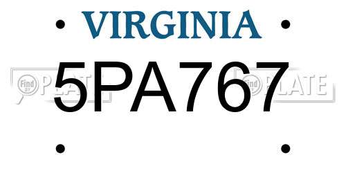 5PA767 Virginia License Plate