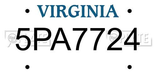 5PA7724 Virginia License Plate