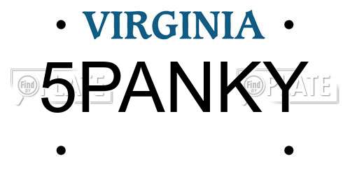 5PANKY Virginia License Plate