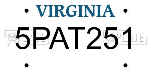 5PAT251 Virginia License Plate