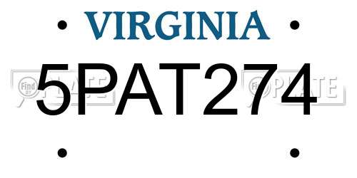 5PAT274 Virginia License Plate