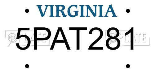 5PAT281 Virginia License Plate