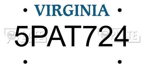 5PAT724 Virginia License Plate