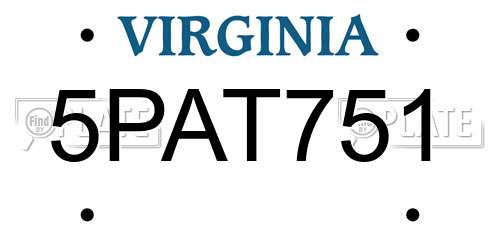 5PAT751 Virginia License Plate