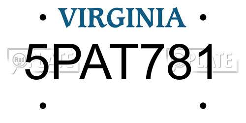 5PAT781 Virginia License Plate