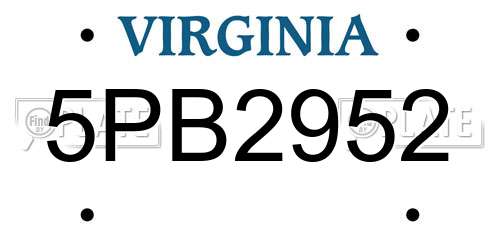5PB2952 Virginia License Plate