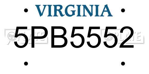 5PB5552 Virginia License Plate