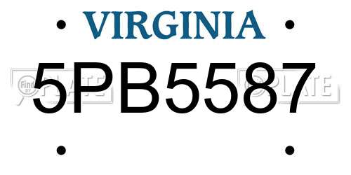 5PB5587 Virginia License Plate