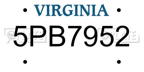 5PB7952 Virginia License Plate