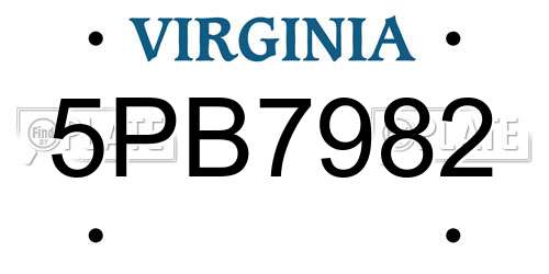 5PB7982 Virginia License Plate