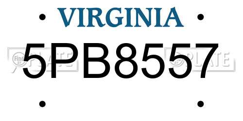 5PB8557 Virginia License Plate