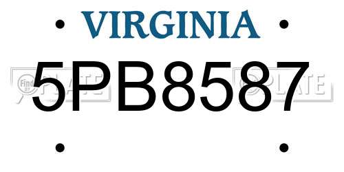 5PB8587 Virginia License Plate