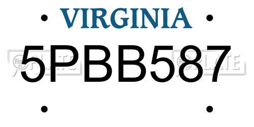 5PBB587 Virginia License Plate