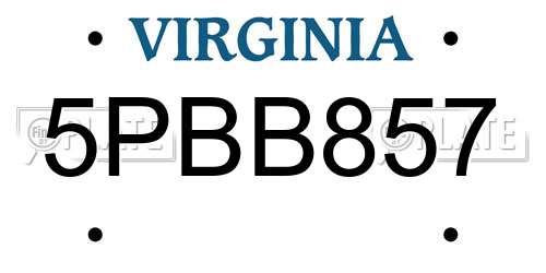 5PBB857 Virginia License Plate