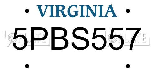 5PBS557 Virginia License Plate