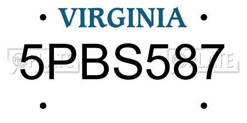 5PBS587 Virginia License Plate