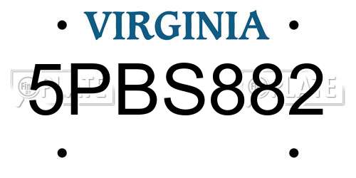 5PBS882 Virginia License Plate