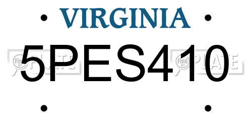 5PES410 Virginia License Plate