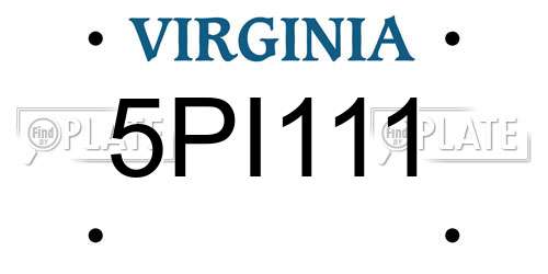 5PI111 Virginia License Plate