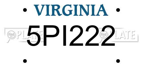 5PI222 Virginia License Plate