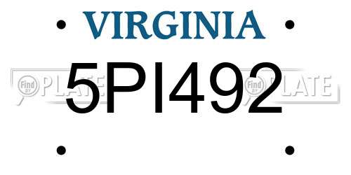 5PI492 Virginia License Plate