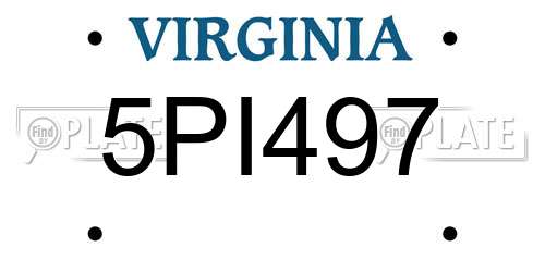 5PI497 Virginia License Plate
