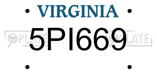 5PI669 Virginia License Plate