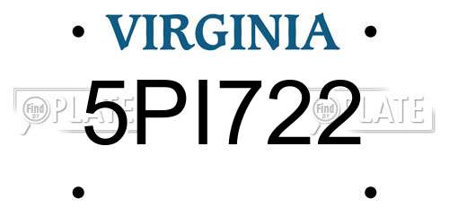 5PI722 Virginia License Plate