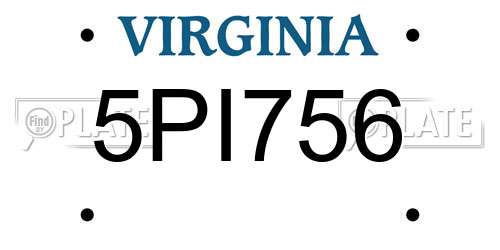 5PI756 Virginia License Plate
