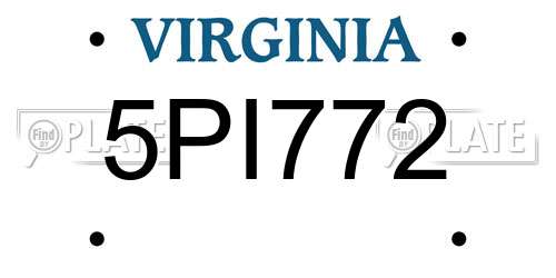 5PI772 Virginia License Plate
