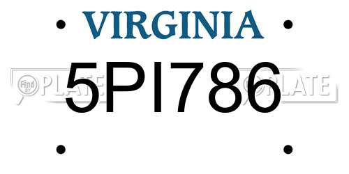 5PI786 Virginia License Plate