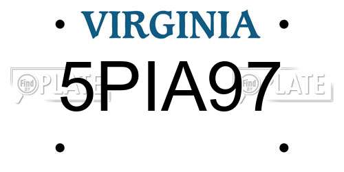 5PIA97 Virginia License Plate