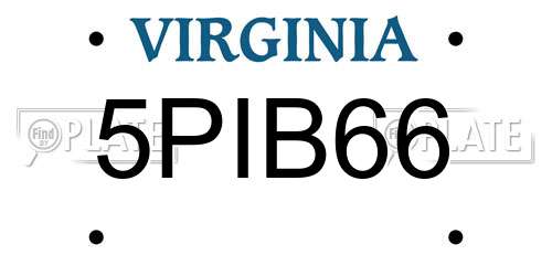 5PIB66 Virginia License Plate