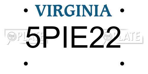 5PIE22 Virginia License Plate