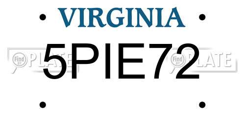 5PIE72 Virginia License Plate