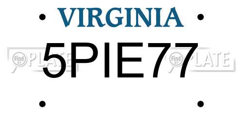 5PIE77 Virginia License Plate