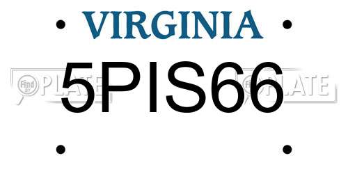 5PIS66 Virginia License Plate
