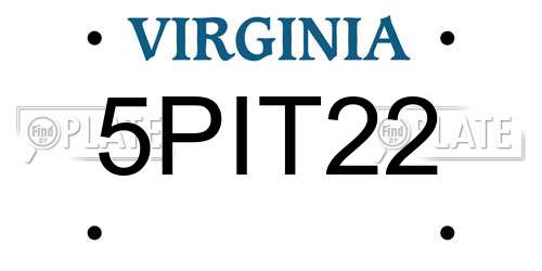 5PIT22 Virginia License Plate