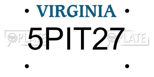 5PIT27 Virginia License Plate