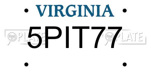 5PIT77 Virginia License Plate