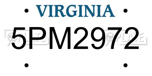5PM2972 Virginia License Plate