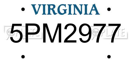 5PM2977 Virginia License Plate