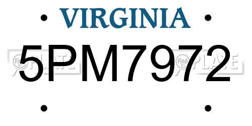 5PM7972 Virginia License Plate